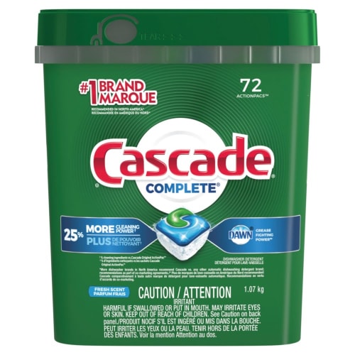 Cascade Action Pacs Complete, Fresh Scent, 72ct